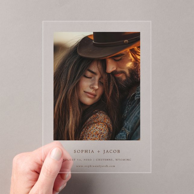 Modern Western Photo Boots Save the Date  Acrylic Invitations (Insitu (Handheld))