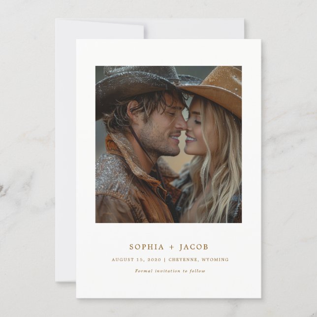 Modern Western Photo Cowboy Cowgirl Save the Date  Invitation (Front)