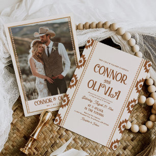 Modern Western Photo Wedding Invitation