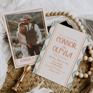 Modern Western Photo Wedding Invitation