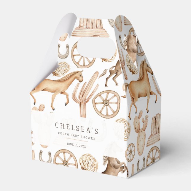 Modern Western Rodeo Watercolor Baby Shower Favour Box (Front Side)