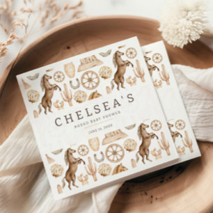 Modern Western Rodeo Watercolor Baby Shower Napkin