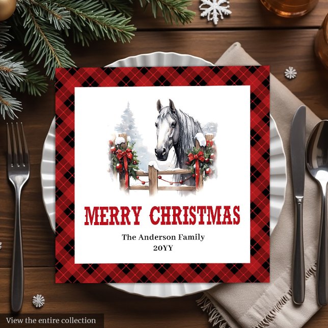Modern Western Tartan Christmas Paper Napkins (Modern Western Tartan Christmas Paper Napkins)