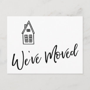 Modern "We've Moved" Card w/ Little House Drawing