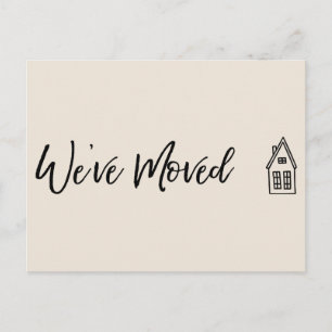 Modern We've Moved  Little House Drawing Cream Postcard