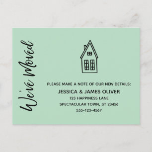 Modern We've Moved Little House Drawing Mint Postcard