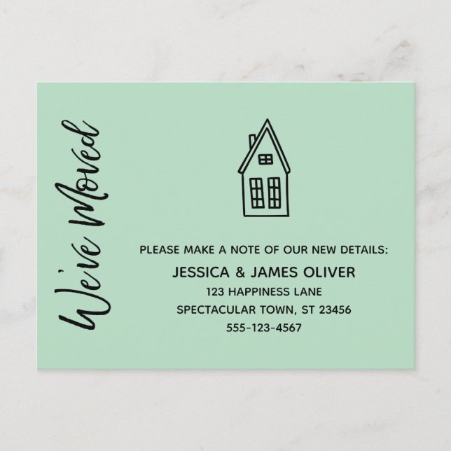 Modern We've Moved Little House Drawing Mint Postcard (Front)