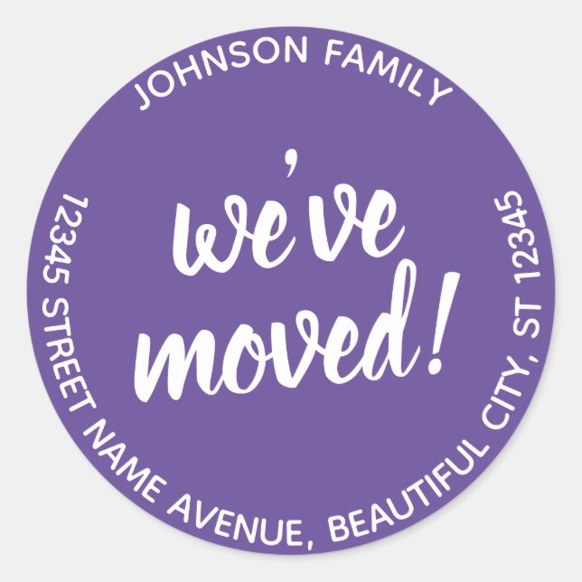 Modern We've Moved Purple Violet New Address Label (Front)