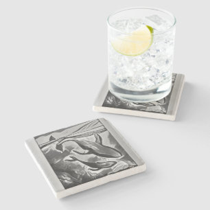 Modern Whale Art Stone Coaster