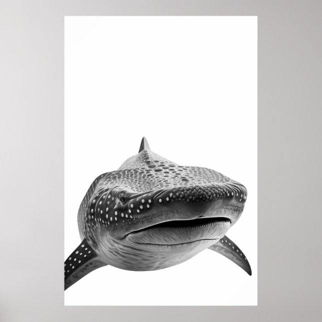 Modern Whale Shark Portrait black white  Poster (Front)