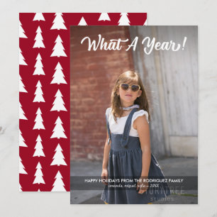 Modern What A Year Custom Photo Holiday Card