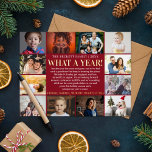 Modern What A Year In Review 12 Photo Collage Real Foil Holiday Card<br><div class="desc">Send out this year's holiday greetings in style with these unique and modern real foil pressed year in review holiday cards. Easily add your own photos and custom wording to these holiday cards by using the "Edit this design template" section, or click the "Customise it" button to access more advanced...</div>