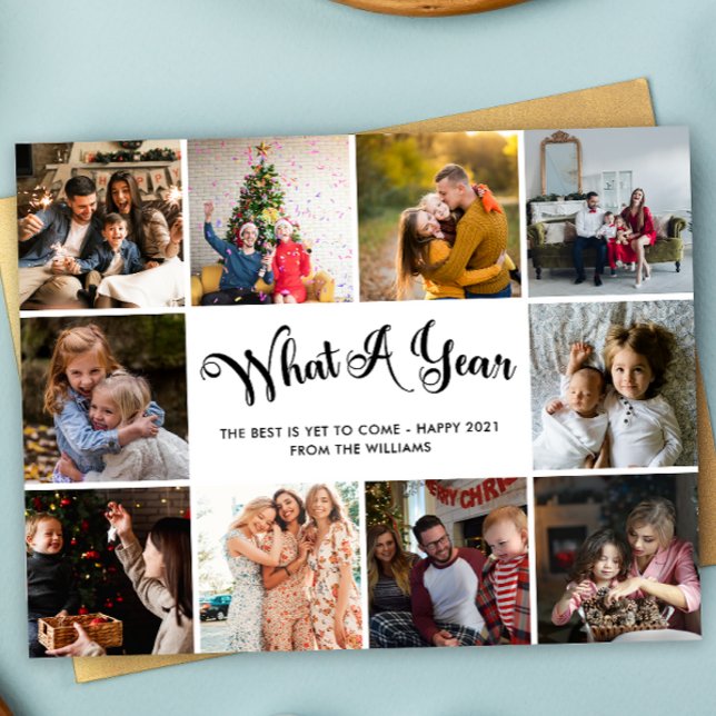 Modern What A Year Photo Collage Postcard (Creator Uploaded)