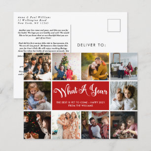 Modern What A Year Photo Collage Postcard