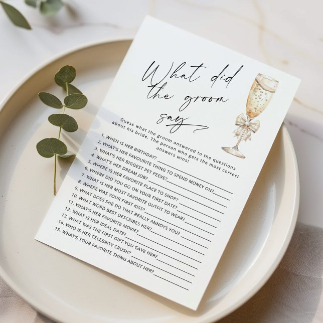 Modern What did the groom say bridal shower game (Creator Uploaded)