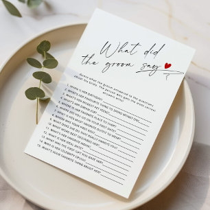 Modern What did the groom say bridal shower game