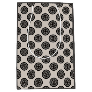 Modern Wheel Pattern Mocha Brown Taupe Medium Gift Bag