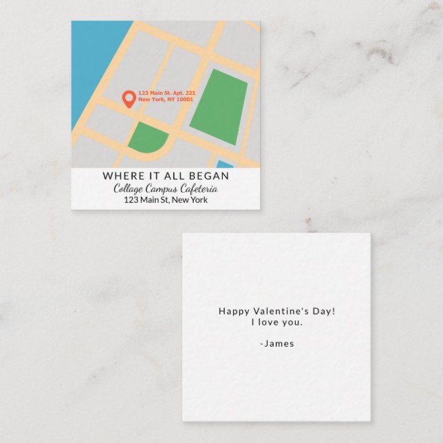 Modern Where It All Began Map Valentine's Day Card (Front/Back)