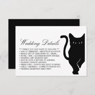 Modern Whimsical Black Cat Wedding Detail Enclosure Card
