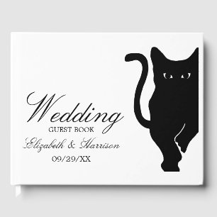 Modern Whimsical Black Cat Wedding Guest Book