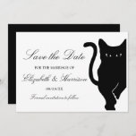 Modern Whimsical Black Cat Wedding Save The Date<br><div class="desc">These save the date cards are perfect for any couple planning a romantic, modern wedding celebration. The design features a whimsical hand drawn black cat on a clean white background. The simple design can be personalised to suit your special event and would be the perfect item for any elegant and...</div>