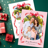 Modern Whimsical Bow Curved 2 Photo Christmas