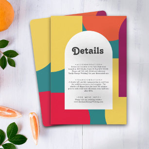 Modern Whimsical Colourful Groovy Wedding Details Enclosure Card