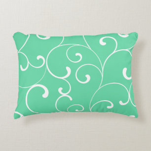 Modern Whimsical Curls Aqua Decorative Cushion