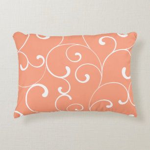Modern Whimsical Curls Coral Decorative Cushion