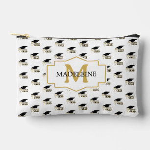 Modern Whimsical Gold Black Graduation Cap Accessory Pouch