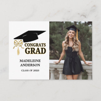 Modern Whimsical Gold Black Graduation Cap Enclosure Card
