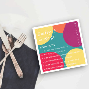Modern Whimsical Groovy Colourful Fun Facts Weddin Napkin