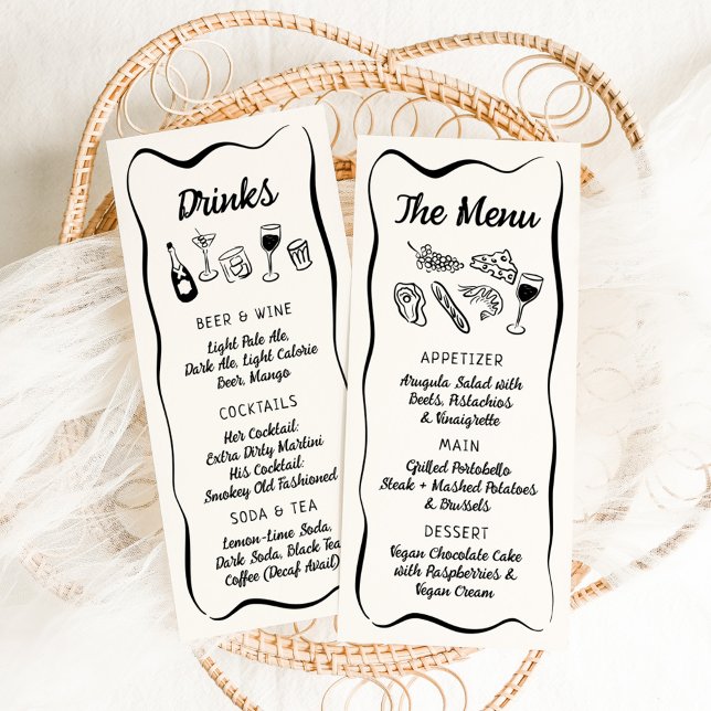 Modern & Whimsical Hand Drawn Dinner & Drinks Menu (Creator Uploaded)