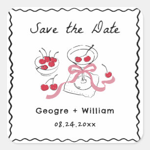 Modern & Whimsical Hand Drawn Wedding Square Sticker