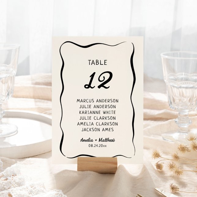 Modern & Whimsical Hand Drawn Wedding Table Number (Creator Uploaded)