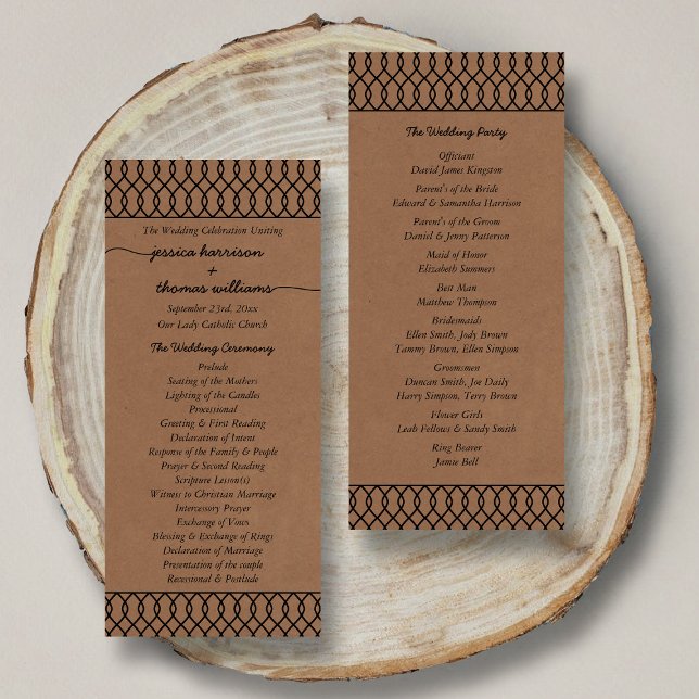 Modern Whimsical Kraft Wedding Program Rack Card (Creator Uploaded)