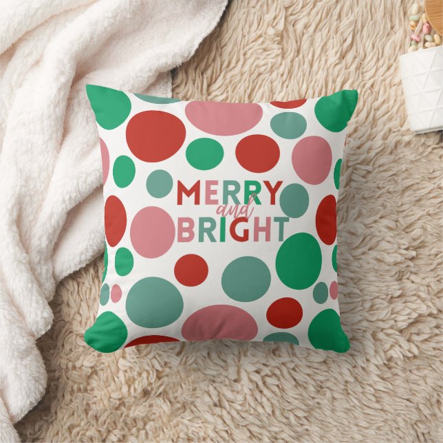 Modern Whimsical Merry & Bright Simple Polka Dot Cushion (Blanket)