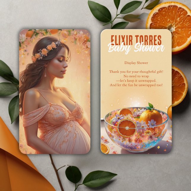 Modern Whimsical Orange Citrus Photo Baby Shower Enclosure Card (Creator Uploaded)