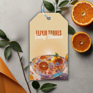 Modern Whimsical Orange Citrus Photo Baby Shower Gift Tags