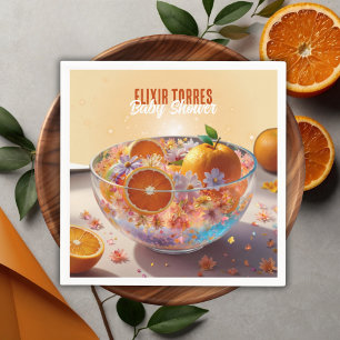 Modern Whimsical Orange Citrus Photo Baby Shower Napkin