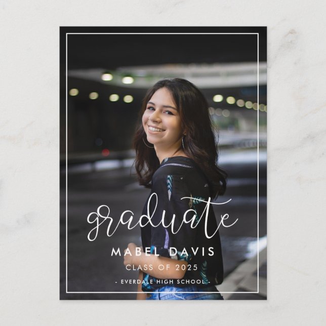 Modern whimsical Photo graduation Postcard (Front)
