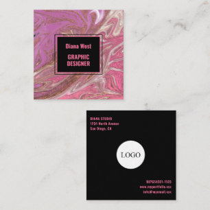 Modern Whimsical Pink Abstract Business Card