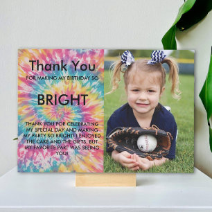 modern whimsical Rainbow Tie Dye Birthday Thank You Card