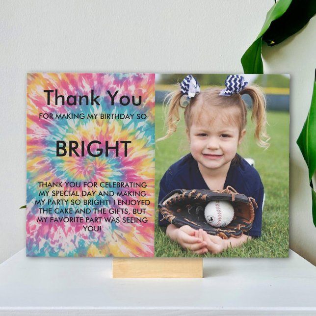 modern whimsical Rainbow Tie Dye Birthday Thank You Card (modern whimsical Rainbow Tie Dye Birthday Thank You Card)
