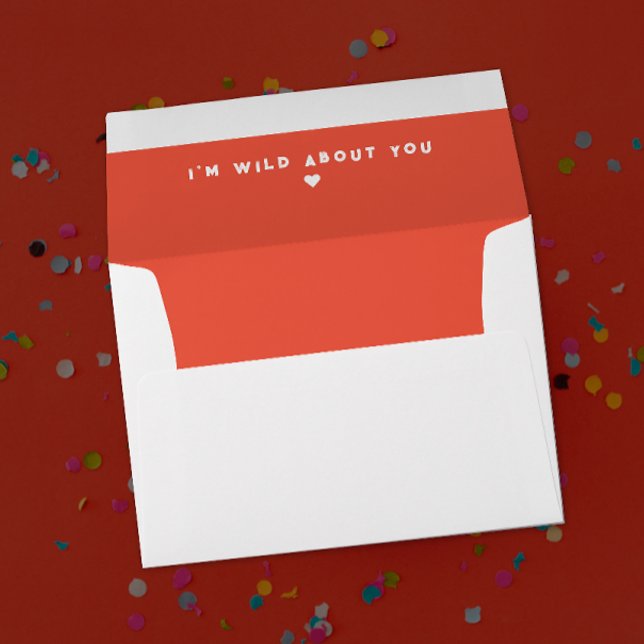 Modern Whimsical Red And White Wild About You Typo Envelope (Creator Uploaded)