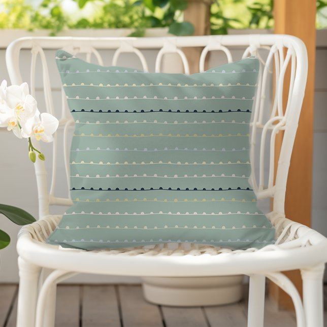 Modern Whimsical Stripes Navy Pastel Seafoam Green Cushion (Creator Uploaded)