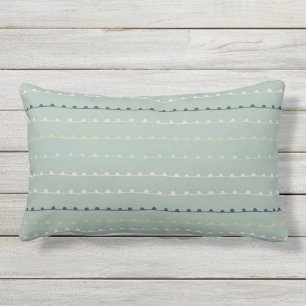 Modern Whimsical Stripes Navy Pastel Seafoam Green Lumbar Cushion