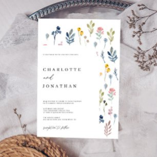 Modern Whimsical Wildflowers Wedding Invitation