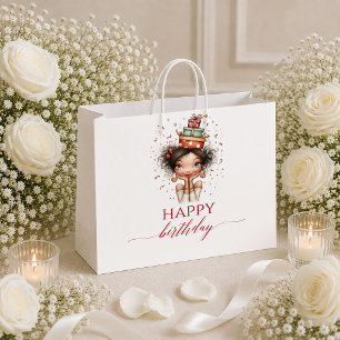 Modern Whimsical Woman Burgundy Script gift bag