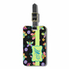 Modern Whimsy Butterflies on Black Monogram